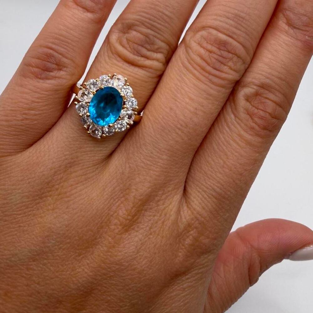 Vintage Blue Topaz Colored Statement Ring